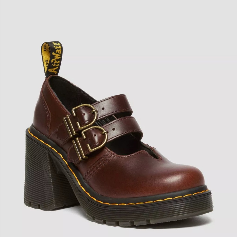 Dr. Martens Eviee brown leather chunky platform Mary Jane’s doc marten